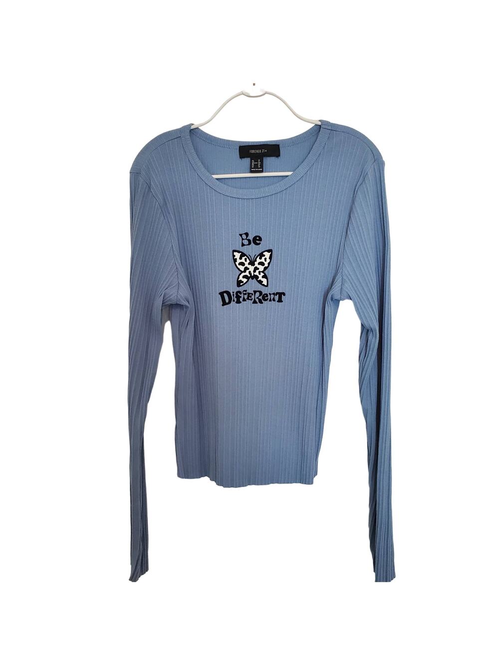 Forever 21 Long Sleeve Ribbed Butterfly Graphic Tee Size 1X